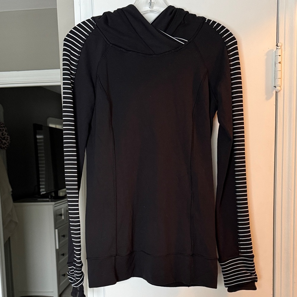 lululemon athletica Black and White Striped Women's Hoodie